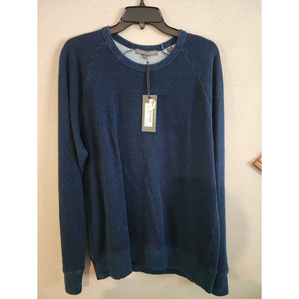 Slate & Stone Blue French Terry Sweatshirt Mens L 100% Cotton NWT Normcore Cozy